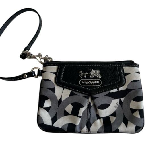 Coach Wristlet Gray Logo Classic Y2K Vintage Coin Bag - Picture 1 of 6
